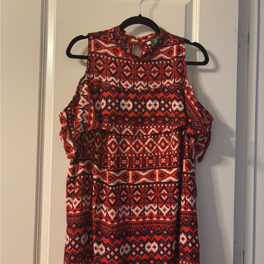 Via Spiga Red and White Patterned Dress - Picture 2 of 2